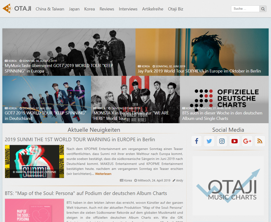 Screenshot Otaji Website
