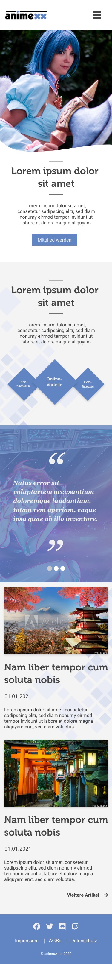 Entwurf Vereins-Website Mobilversion