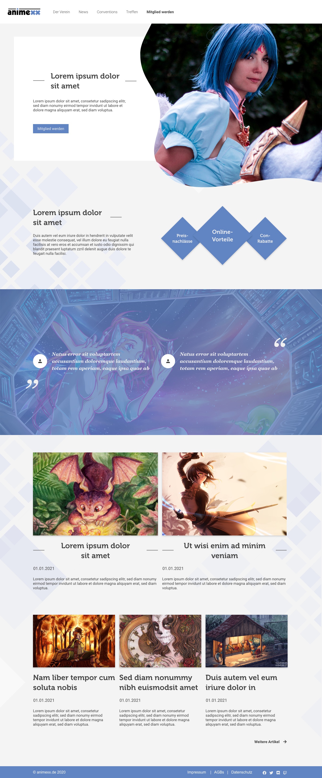Entwurf Vereins-Website Desktopversion
